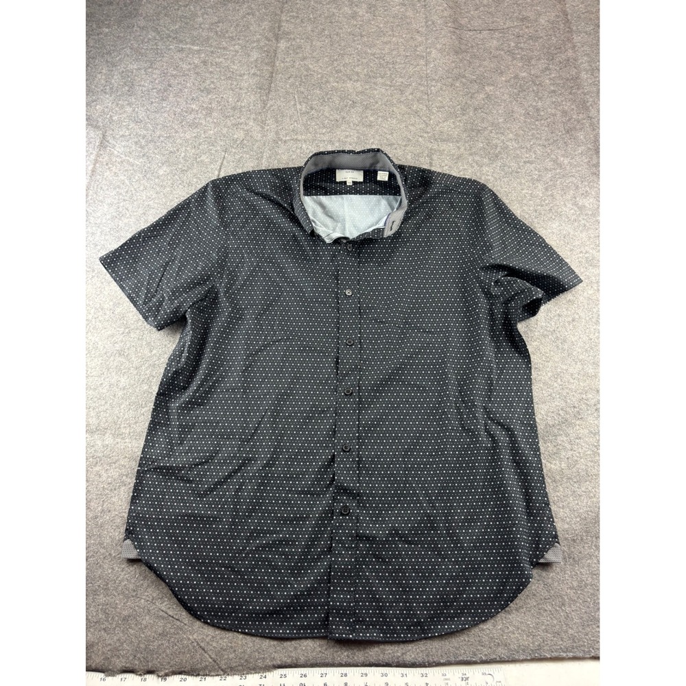 Construct Mens XL Slim Fit 4-Way Stretch Short Sleeve Dot Shirt Black White